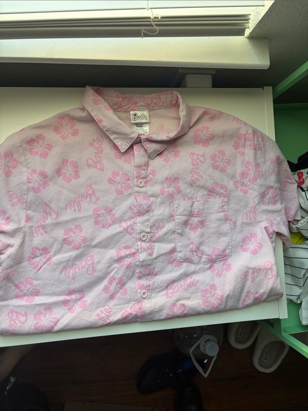 Barbie Light Pink Floral Print Button-Down Shirt